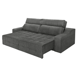 Sofá 4 Lugares Connect Retrátil e Reclinável 2,50M Suede Amassado Cinza - 3
