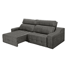 Sofá 4 Lugares Connect Retrátil e Reclinável 2,50M Suede Amassado Cinza - 2