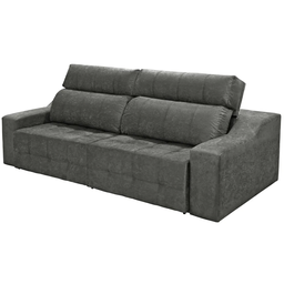 Sofá 4 Lugares Connect Retrátil e Reclinável 2,50M Suede Amassado Cinza - 4