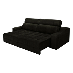 Sofá 4 Lugares Connect Retrátil e Reclinável 2,50M Suede Amassado Preto - 3
