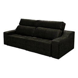 Sofá 4 Lugares Connect Retrátil e Reclinável 2,50M Suede Amassado Preto - 4