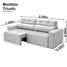 Sofá 4 Lugares Triunfo Retrátil e Reclinável 2.20M Suede Amassado Cinza - 4