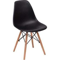 Cadeira Charles Eames Eiffel Preta Base Madeira Sala Jantar Cozinha Escritório - 1 Cadeira Charles Eames Eiffel Preta Base Madeira Sala Jantar Cozinha Escritório - 1
