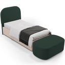 Ver imagem 2 de Cabeceira Cama Box 100cm Lanna com Puff Recamier Doha W01 Suede Verde Musgo - Lyam Decor