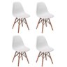 Kit 4 Cadeiras Charles Eames Eiffel Wood Base Madeira - Branca - 1