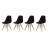 Kit 4 Cadeiras Charles Eames Eiffel Wood Base Madeira - Preta PROLAR - 1
