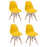 Kit 4 Cadeiras Charles Eames Eiffel Wood Base Madeira - Amarela - 1