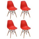 Ver imagem 1 de Kit 4 Cadeiras Charles Eames Eiffel Wood Base Madeira - Vermelha