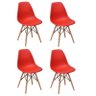 Kit 4 Cadeiras Charles Eames Eiffel Wood Base Madeira - Vermelha - 1