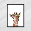 Ver imagem 1 de Quadro Girafinha Coroa de Flores 45x34cm - com vidro:Madeira preta