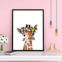 Ver imagem 2 de Quadro Girafinha Coroa de Flores 45x34cm - com vidro:Madeira preta