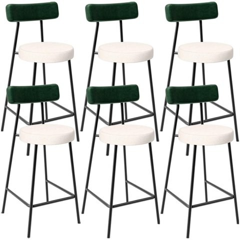 Kit 06 Banquetas Baixa Bar Cozinha e Sala de Jantar Milão L02 Facto Verde Linho Cru - lyam decor