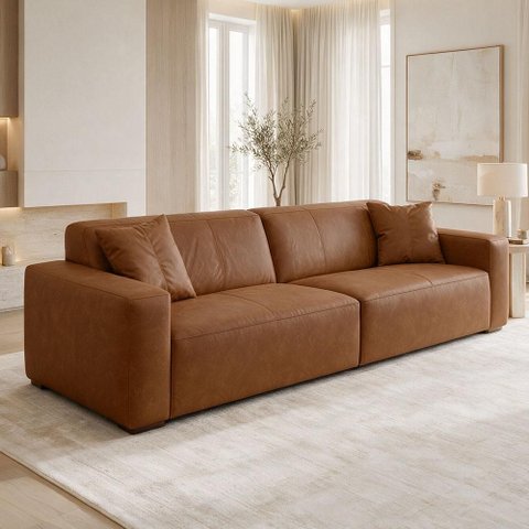 Sofá 3 Lugares para Sala Living 248cm Boracay K01 Couríssimo Camel - Lyam Decor