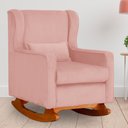 Ver imagem 2 de Poltrona C/ Puff Balanço Amamentação Aurora Veludo Rosa - Lm Decor