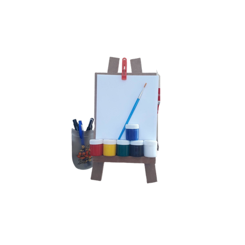 Kit Pintura Cavalete Tinta Pincel Prancheta 10 Folhas A5
