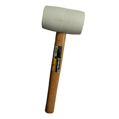 Marreta de Borracha Branca Cabo de Madeira 16oz 60mm Fertak