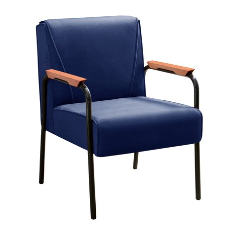 Poltrona Decorativa Jade para Sala de Estar, Recepção - Suede Azul Marinho