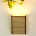Ver imagem 2 de Arandela Luminária Decorativa Madeira Quadrada Vazado Aletado 10x13cm Soq G9 Cor:marfim