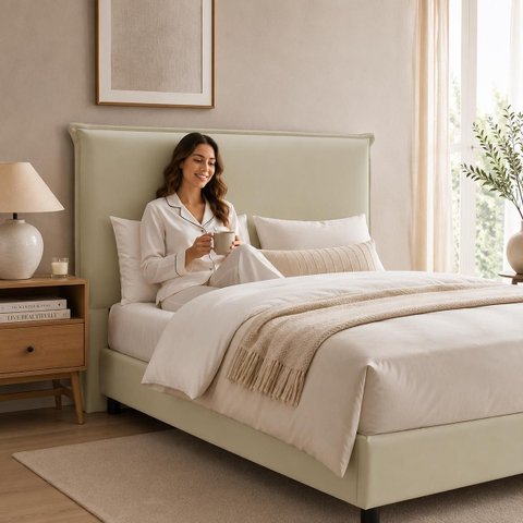 Cabeceira Decorativa King Size 1,95m Trento PU Marfim - Gran Belo