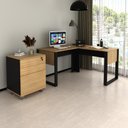 Ver imagem 1 de Kit Escritório com Mesa de Canto e Gaveteiro Ame/pt - Tecno