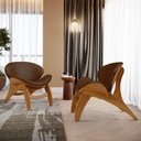 Ver imagem 2 de Kit 2 Poltronas Decorativa Orgânica Sala Living Kadosh L02 Couríssimo Marrom