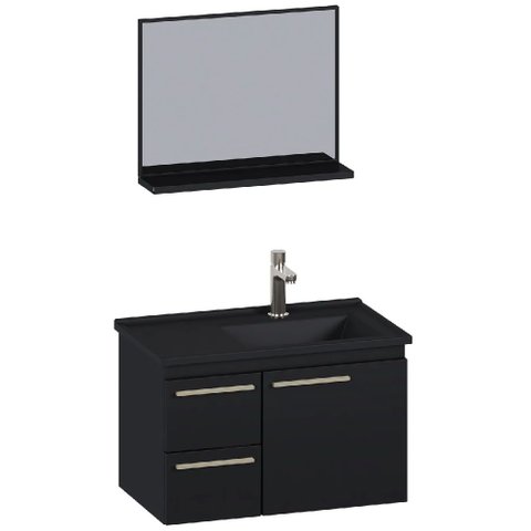 Kit Banheiro Aço Caja 60 com Lavatório Preto - 103845 - Cozimax
