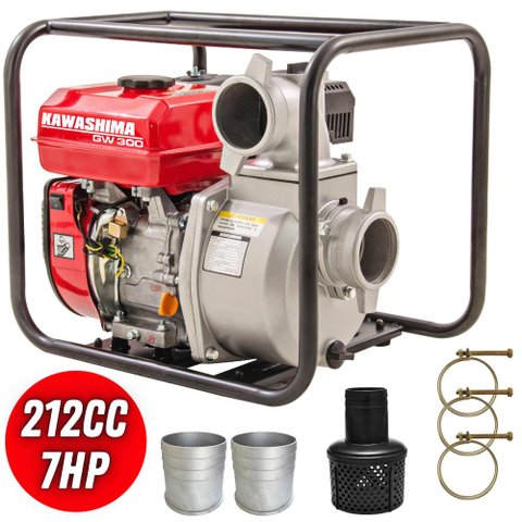Motobomba Kawashima GW300 212cc 7HP 4T 26MCA 60000L/H À Gasolina Para Abastecimento de Cisternas