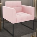 Ver imagem 2 de Poltrona Decorativa Base Industrial Preto Ana Suede Rosa Bebê - Ibiza