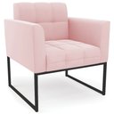 Ver imagem 1 de Poltrona Decorativa Base Industrial Preto Ana Suede Rosa Bebê - Ibiza