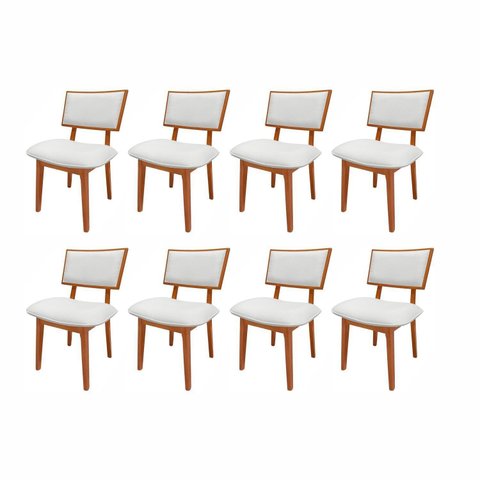 Kit 8 Cadeiras Madeira Maciça e Estofada Bréscia Espresso Móveis Branco/Champagne/Off White