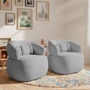 Ver imagem 1 de Kit 2 Poltrona Orgânica Giratória Chloe Decorativa com Almofada Plumante Bouclê Cinza - Arkell