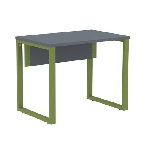 Mesa Escritório P25 Tub Pandin 90 Cm Largura Tampo Mdp Grafito Pé Aço Tubular Verde Mirô