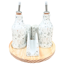 Ver imagem 4 de Kit Galheteiro 6 Pçs Bandeja Pinus Porcelana Branca:arabescos
