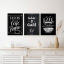 Ver imagem 2 de Kit 3 Quadros Cantinho do Café Tipografia Giz 33x24cm - com Vidro:madeira Preta