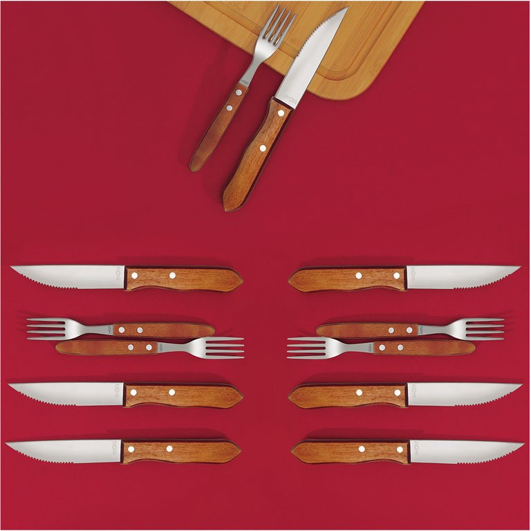 Facas e Garfos para Churrasco 12 Pçs Mor