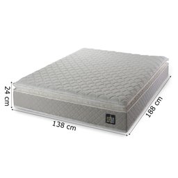 Cama Box Casal Colchão D45 com Pillow Top Hellen 138x188x62cm Bege - Suporta até 150kg por Pessoa - 5