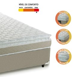 Cama Box Casal Colchão D45 com Pillow Top Hellen 138x188x62cm Bege - Suporta até 150kg por Pessoa - 2