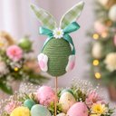 Ver imagem 1 de Decoração Páscoa Ovo Verde Palito Coelho Laço Arranjo 35cm
