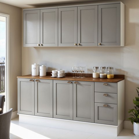 Armário de Cozinha Compacta Modulada 2,0m 9 Peças Iluminata Genialflex