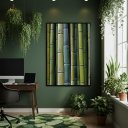 Ver imagem 2 de Quadro Decorativo Bambu Tons de Verde 70x50cm Mold Preta