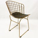Ver imagem 5 de Kit 4 Cadeiras para Cozinha Bertoia tradicional cor Dourado fosco assento preto - Poltronas do Sul