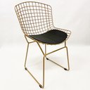 Ver imagem 3 de Kit 4 Cadeiras para Cozinha Bertoia tradicional cor Dourado fosco assento preto - Poltronas do Sul