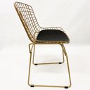 Ver imagem 4 de Kit 4 Cadeiras para Cozinha Bertoia tradicional cor Dourado fosco assento preto - Poltronas do Sul