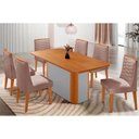 Ver imagem 1 de Sala Jantar Mesa Pietá Tampo Curvo 180cm+6 Cadeiras Maldivas Madeira Naturale/off White - Capuccino