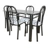 Mesa De Jantar cozinha Com 4 Cadeiras Munique tampo de vidro 8mm Retangular 1.20m em Aço Cor Craquea - 2