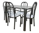 Ver imagem 2 de Mesa De Jantar cozinha Com 4 Cadeiras Munique tampo de vidro 8mm Retangular 1.20m em Aço Cor Craquea