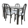 Mesa De Jantar cozinha Com 4 Cadeiras Munique tampo de vidro 8mm Retangular 1.20m em Aço Cor Craquea - 1