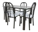 Ver imagem 1 de Mesa De Jantar cozinha Com 4 Cadeiras Munique tampo de vidro 8mm Retangular 1.20m em Aço Cor Craquea