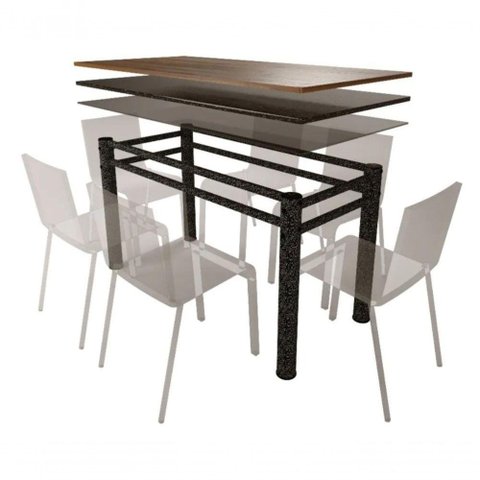 Base Retangular P/Mesa Jantar Vidro Madeira Texturizado