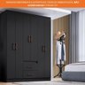 Guarda Roupa Solteiro 6 Portas 2 Gavetas Sidney Doripel Preto - 7